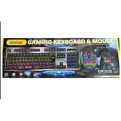 Set tastatura si mouse gaming Andowl QK809 USB iluminare RGB