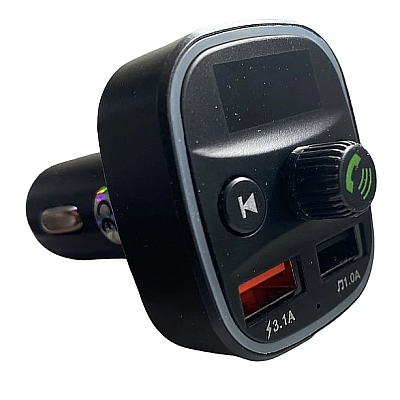 Modulator Fm auto Xd8 cu functie Bluetooth Mod  Bt cu doua porturi Usb microSd Negru