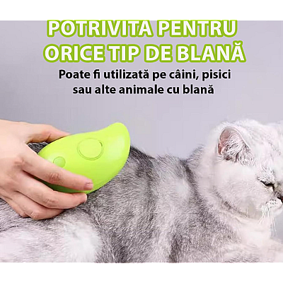 Perie 3 in 1 multifunctionala pentru animale de companie cu aburi pulverizare si dozator incorporat