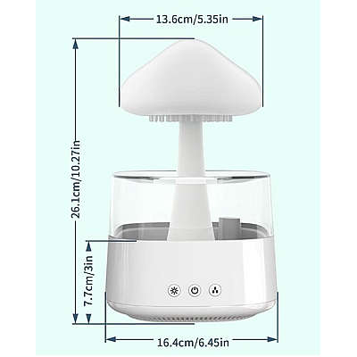 Umidificator stil CIUPERCA din ABS cu telecomanda 450 ml alb