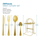 Set de tacamuri din otel inoxidabil cu suport agatat aurii 24 piese