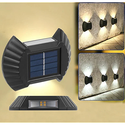 Set 4 lampi solare exterioare pentru perete iluminare sus/jos 8 LED