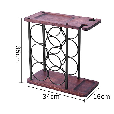 Suport din lemn organizator pentru 6 sticle de vin si 2 pahare