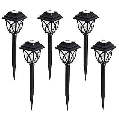 Set 6 lampi solare pentru gradina tip felinar negre