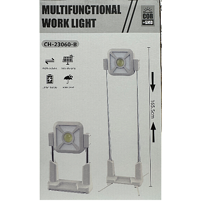 Lampa multifunctionala cu incarcare solara CH 23060B cu suport telescopic 165 cm