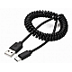 Cablu de date USB la USB type C spiralat negru