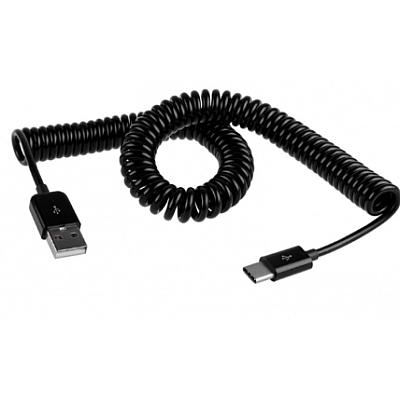 Cablu de date USB la USB type C spiralat negru