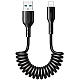 Cablu de date USB la iPhone Lightning spiralat negru