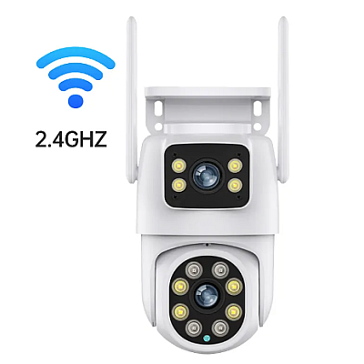 Camera de supraveghere cu lentila duala de 4MP x 2 WIFI 2.4GHZ Audio bidirectionala