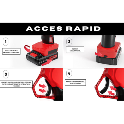 Trusa Foarfeca electrica crengi profesionala cu 2 acumulatori 21 V 2000 mAh diametru taiere 30 mm Trusa Foarfeca electrica crengi profesionala cu 2 acumulatori 21 V 2000 mAh diametru taiere 30 mm