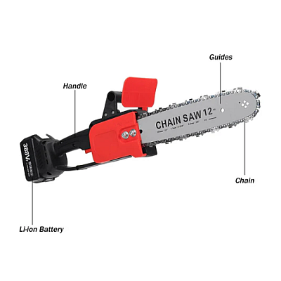 Drujba Electrica / Motofierastrau 1200W cu Lamela 12 inch cu 2 Acumulatori 48V 4200 rpm