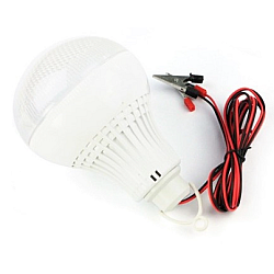 Bec LED 7W 12V Cablu si Clesti Baterie Auto Glob Mat Plastic  Bec LED 7W 12V Cablu si Clesti Baterie Auto Glob Mat Plastic