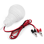 Bec LED 7W 12V Cablu si Clesti Baterie Auto Glob Mat Plastic  Bec LED 7W 12V Cablu si Clesti Baterie Auto Glob Mat Plastic