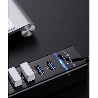 Hub cu 4 Porturi USB 3.0 de 5 Gbps LED Indicator Compact Q 303