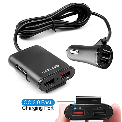 Prelungitor auto de 1.7 metri cu prize multiple USB 2.0 5V / 3.1A