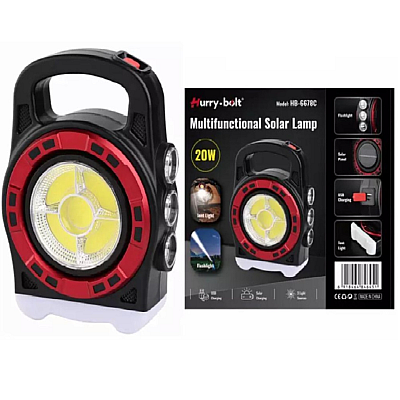 Lanterna solara HB 6678C cu 3 moduri de iluminare COB 20W 29 leduri functie powerbank waterproof