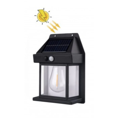 Lampa solara de perete tip bec clasic cu senzor de miscare fara fir LED 3W Lampa solara de perete tip bec clasic cu senzor de miscare fara fir LED 3W