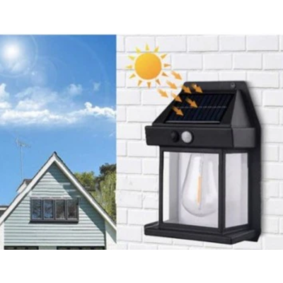 Lampa solara de perete tip bec clasic cu senzor de miscare fara fir LED 3W Lampa solara de perete tip bec clasic cu senzor de miscare fara fir LED 3W