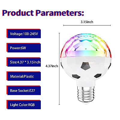 Bec LED E27 rotativ cu lumina ambientala de club