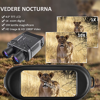 Binoclu profesional QNV01 cu vedere nocturna IR HD negru