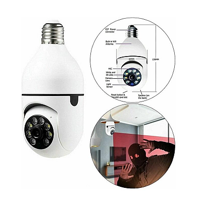 Camera de supraveghere Andowl Q S805 smart bulb PTZ WIFI 2.4G 1080P tip bec E27 cu senzor de miscare