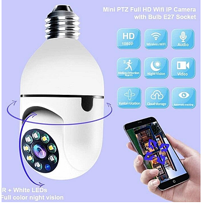 Camera de supraveghere Andowl Q S805 smart bulb PTZ WIFI 2.4G 1080P tip bec E27 cu senzor de miscare