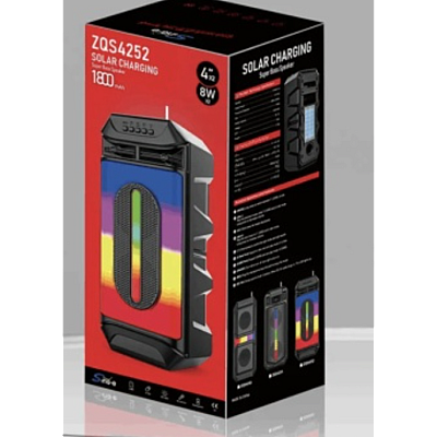 Boxa portabila ZQS 4252 cu leduri RGB BLUETOOTH USB radio FM incarcare solara