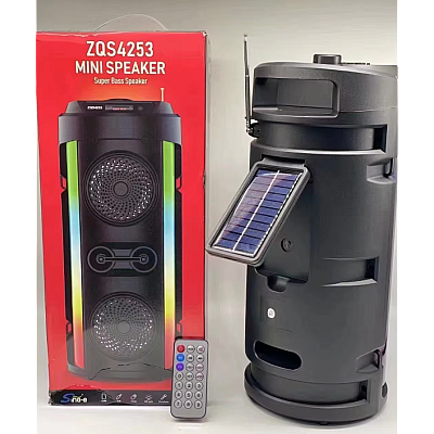 Boxa ZQS 4253 bluetooth cu panou solar si lumina RGB