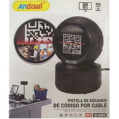 Scaner QR/coduri de bare de birou profesional Andowl Q SM5 negru