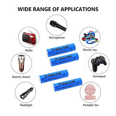 Set 2 Acumulatori X BALOG reincarcabili 18650 de 8800 mAh 3.7 V Li ion albastri