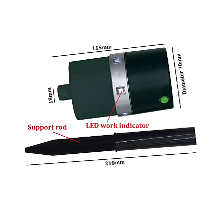 Aparat solar impotriva daunatorilor VERDE cu ultrasunete pentru gradina cu tarus buton on/off