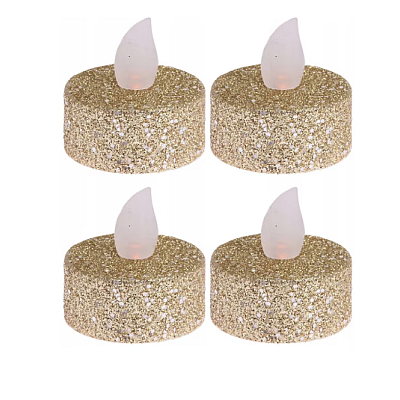 2 X SET 4 lumanari artificiale cu LED Glitter 3.8x4 cm aurii