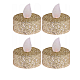 2 X SET 4 lumanari artificiale cu LED Glitter 3.8x4 cm aurii