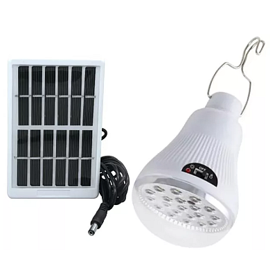 Bec LED cu panou solar GR 020 culoare alb cu agatatoare