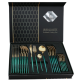Set de 24 tacamuri elegante si rafinate cu un finisaj luxos VERDE cu AURIU Set de 24 tacamuri elegante si rafinate cu un finisaj luxos VERDE cu AURIU