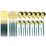 Set de 24 tacamuri elegante si rafinate cu un finisaj luxos VERDE cu AURIU Set de 24 tacamuri elegante si rafinate cu un finisaj luxos VERDE cu AURIU