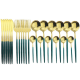 Set de 24 tacamuri elegante si rafinate cu un finisaj luxos VERDE cu AURIU Set de 24 tacamuri elegante si rafinate cu un finisaj luxos VERDE cu AURIU