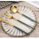Set de 24 tacamuri elegante si rafinate cu un finisaj luxos VERDE cu AURIU Set de 24 tacamuri elegante si rafinate cu un finisaj luxos VERDE cu AURIU