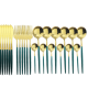 Set de 24 tacamuri elegante si rafinate cu un finisaj luxos VERDE cu AURIU Set de 24 tacamuri elegante si rafinate cu un finisaj luxos VERDE cu AURIU