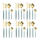 Set de 24 tacamuri elegante si rafinate cu un finisaj luxos VERDE cu AURIU Set de 24 tacamuri elegante si rafinate cu un finisaj luxos VERDE cu AURIU