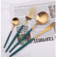 Set de 24 tacamuri elegante si rafinate cu un finisaj luxos VERDE cu AURIU Set de 24 tacamuri elegante si rafinate cu un finisaj luxos VERDE cu AURIU