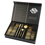 Set de 24 tacamuri elegante si rafinate cu un finisaj luxos AURII Set de 24 tacamuri elegante si rafinate cu un finisaj luxos AURII