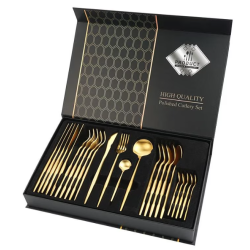 Set de 24 tacamuri elegante si rafinate cu un finisaj luxos AURII Set de 24 tacamuri elegante si rafinate cu un finisaj luxos AURII