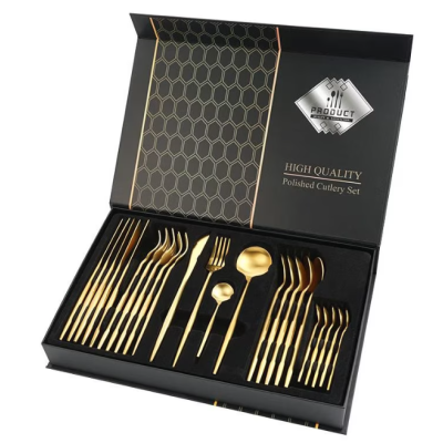 Set de 24 tacamuri elegante si rafinate cu un finisaj luxos AURII Set de 24 tacamuri elegante si rafinate cu un finisaj luxos AURII