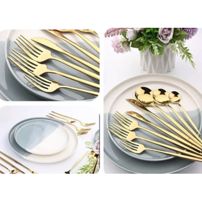Set de 24 tacamuri elegante si rafinate cu un finisaj luxos AURII Set de 24 tacamuri elegante si rafinate cu un finisaj luxos AURII