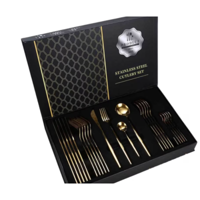 Set de 24 tacamuri elegante si rafinate cu un finisaj luxos AURII Set de 24 tacamuri elegante si rafinate cu un finisaj luxos AURII