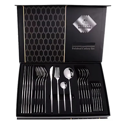 Set de 24 tacamuri elegante si rafinate cu un finisaj luxos ARGINTII