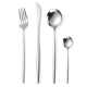 Set de 24 tacamuri elegante si rafinate cu un finisaj luxos ARGINTII Set de 24 tacamuri elegante si rafinate cu un finisaj luxos ARGINTII