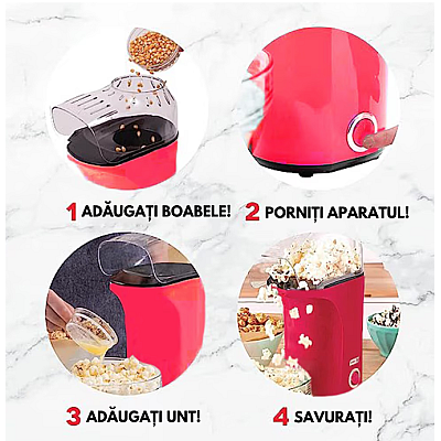 Aparat cu Aer Cald de facut Popcorn A209 fara ulei de 1200W Rosu