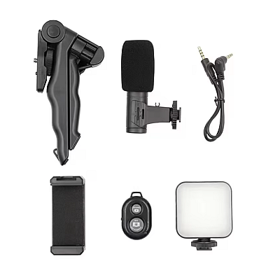 Kit Trepied cu microfon si lumina pentru video AY 49